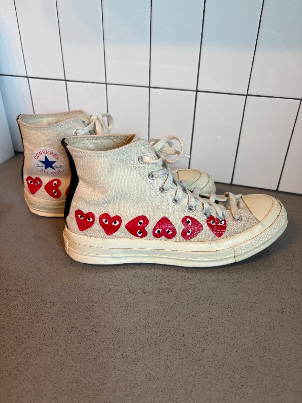 Converse x Comme Des Garçons “Play” high tops - unisex m7/w9 - as is